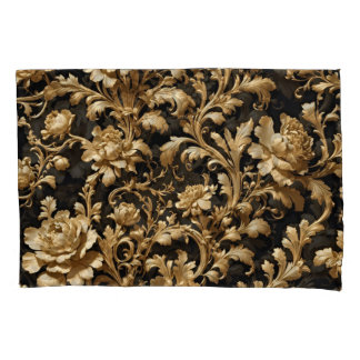 Elegance Unveiled: Black and Gold Flemish Baroque Pillowcase