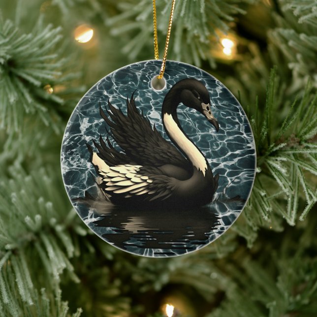Elegance Unveiled: Black Swan Artistic Ceramic Tree Decoration (Tree)