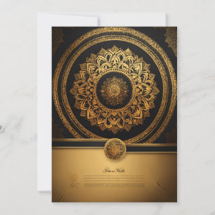Elegance Unveiled: Golden & Black Mandala Art Wedd Save The Date