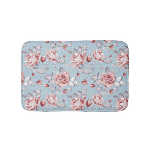 Elegance wallpaper pattern of pink roses 2 bath mat