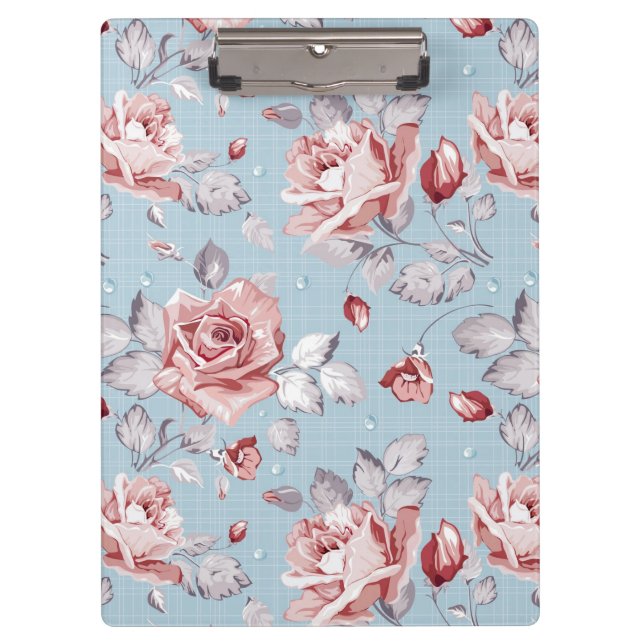 Elegance wallpaper pattern of pink roses 2 clipboard (Front)