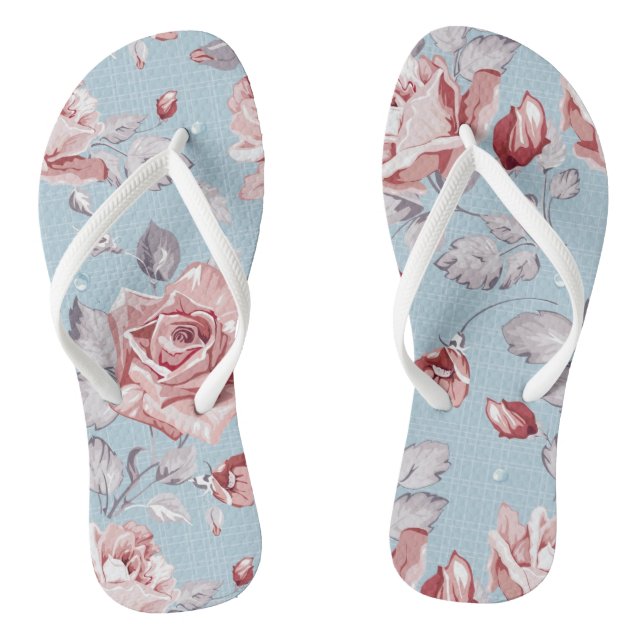 Elegance wallpaper pattern of pink roses 2 jandals (Footbed)