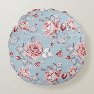Elegance wallpaper pattern of pink roses 2 round cushion