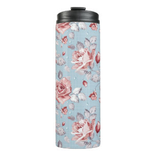 Elegance wallpaper pattern of pink roses 2 thermal tumbler