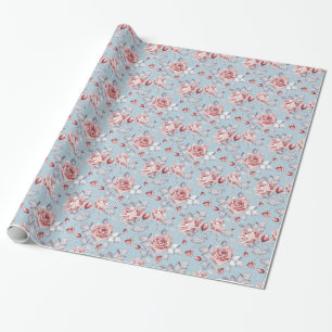 Elegance wallpaper pattern of pink roses 2 wrapping paper