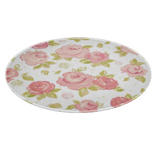 Elegance wallpaper pattern of pink roses 3 cutting board