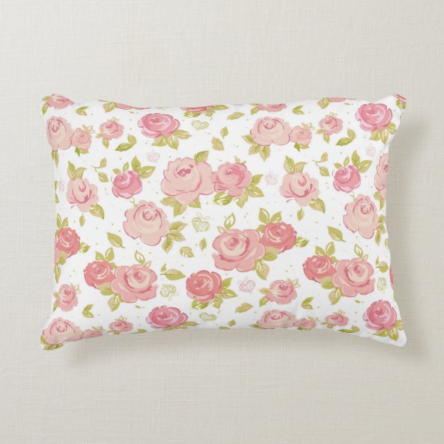 Elegance wallpaper pattern of pink roses 3 decorative cushion (Front)