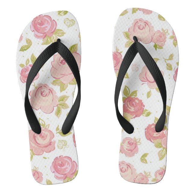 Elegance wallpaper pattern of pink roses 3 jandals (Footbed)