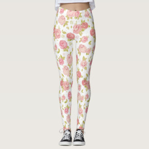 Elegance wallpaper pattern of pink roses 3 leggings
