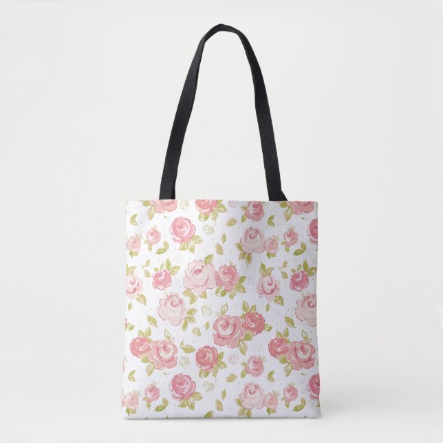 Elegance wallpaper pattern of pink roses 3 tote bag (Front)