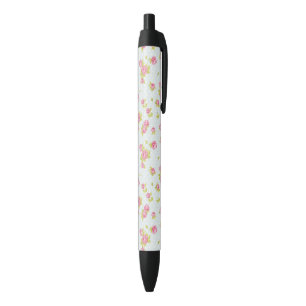 Elegance wallpaper pattern of pink roses 4 black ink pen