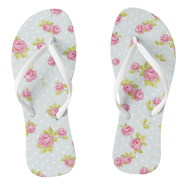 Elegance wallpaper pattern of pink roses 4 jandals (Footbed)
