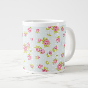 Elegance wallpaper pattern of pink roses 4 large coffee mug