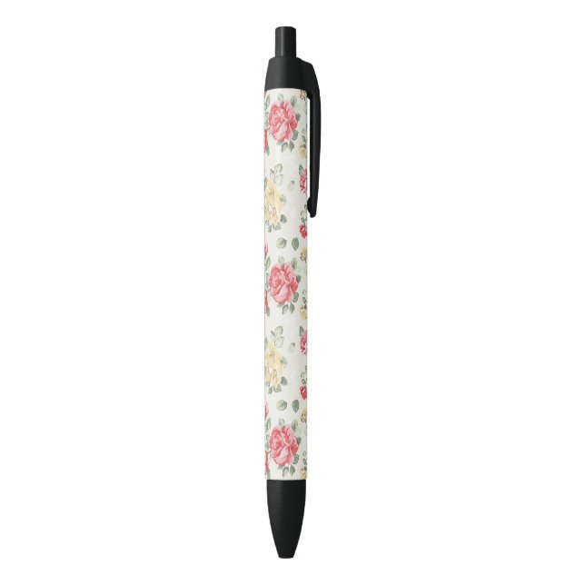 Elegance wallpaper pattern of pink roses black ink pen (Bottom (Vertical))