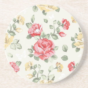 Elegance wallpaper pattern of pink roses coaster