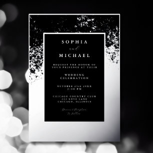 Elegance Wedding Invitation Template Photo Silver