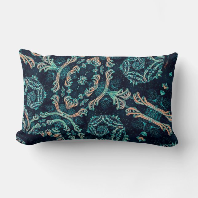 Elegancia fractal oscura lumbar cushion (Front)