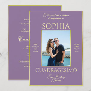 Elegancia moderna, foto del 40 cumpleaños invitation