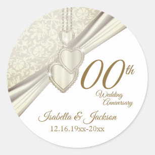 Elegant 00th  Wedding Anniversary Classic Round Sticker