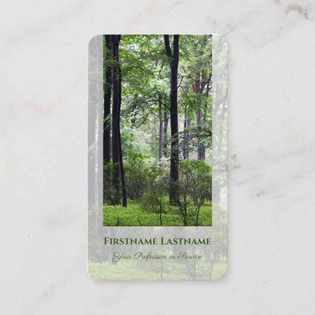 Elegant 100% natural organic green forest style business card (Front)