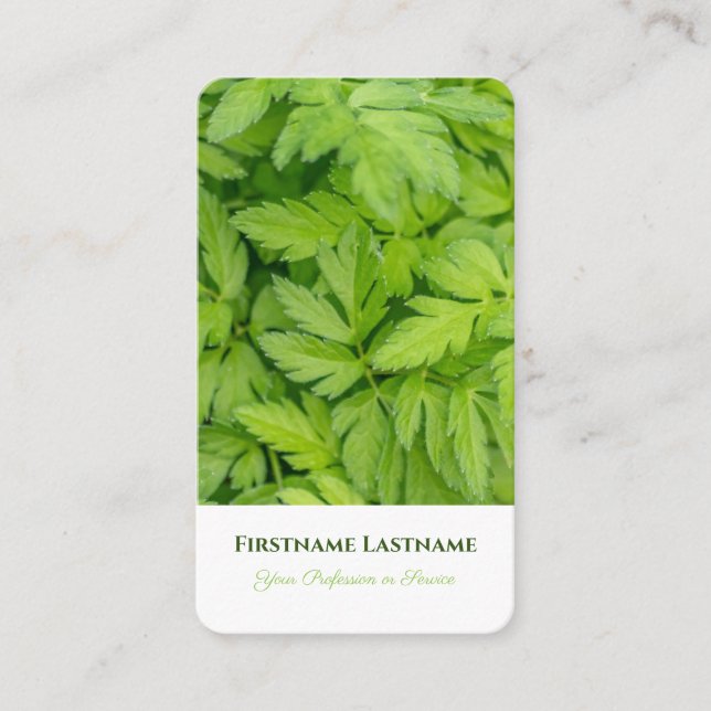 Elegant 100% natural organic green leaves style business card (Front)