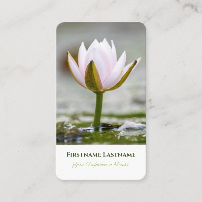 Elegant 100% natural organic water lily style business card (Front)