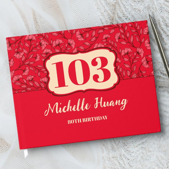 Elegant 100th Birthday Guest Book (RED) (Creator Uploaded)