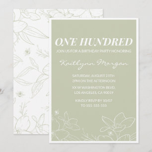 Elegant 100th birthday invitations Modern Floral 