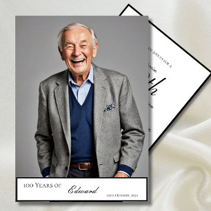 Elegant 100th Birthday Modern Classic Photo Invitation