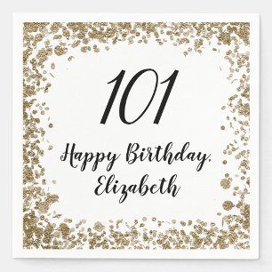 Elegant 101st Birthday Napkins With Gold Sequins