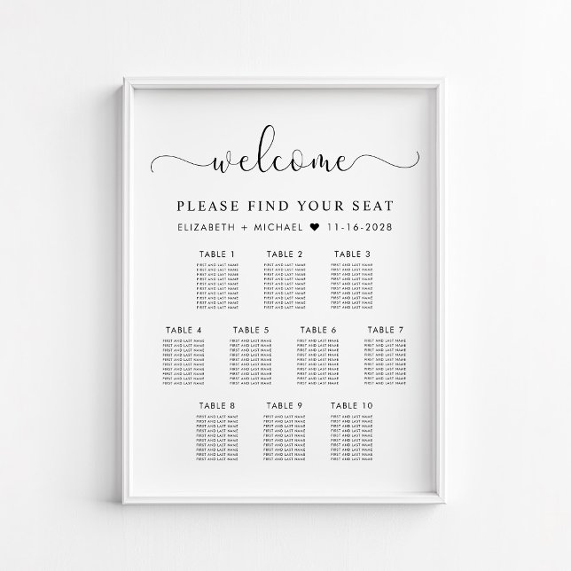 Elegant 10 Table Wedding Seating Chart (Creator Uploaded)