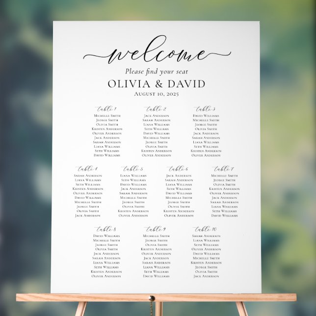 Elegant 10 Tables Welcome Acrylic Seating Chart (Neutral)