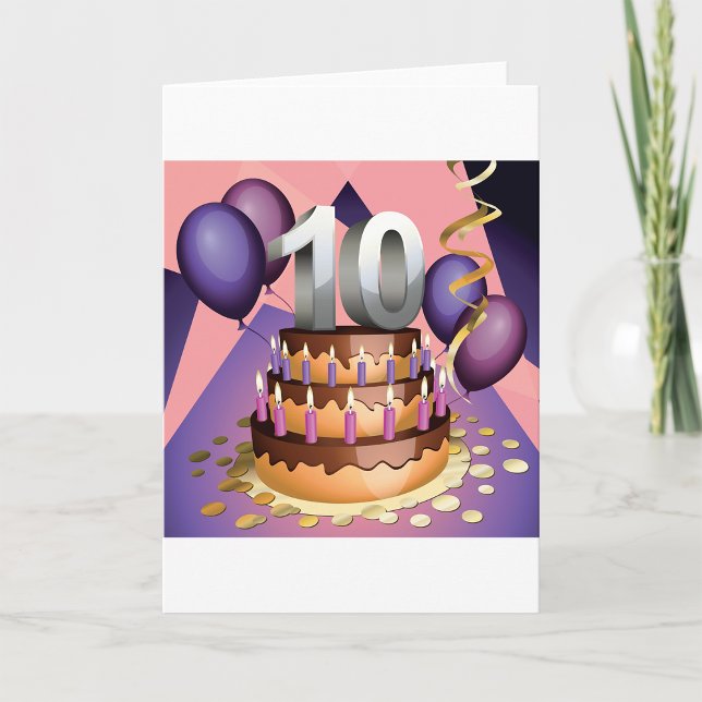 Elegant 10th Anniversary Celebration Cake Design Card (Creator Uploaded)