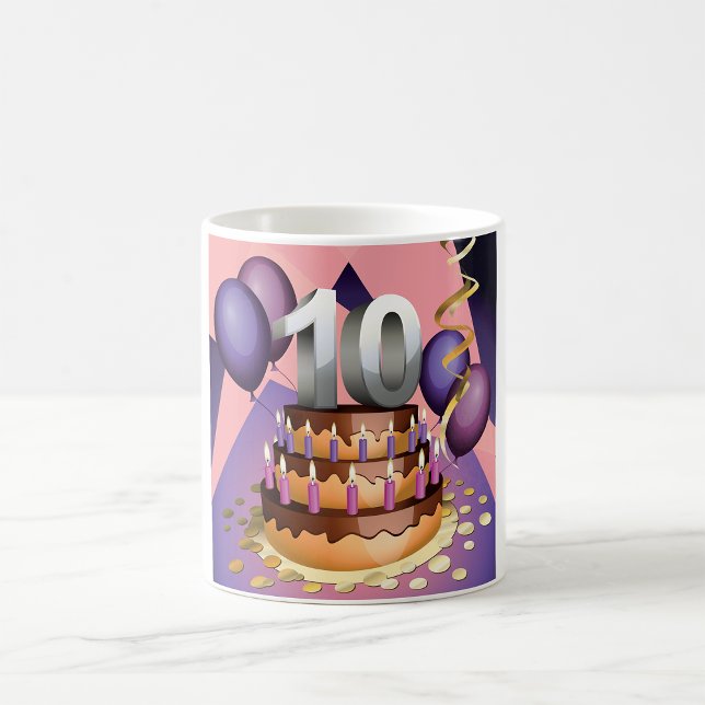 Elegant 10th Anniversary Celebration Cake Design Coffee Mug (Creator Uploaded)