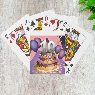 Elegant 10th Anniversary Celebration Cake Design Playing Cards