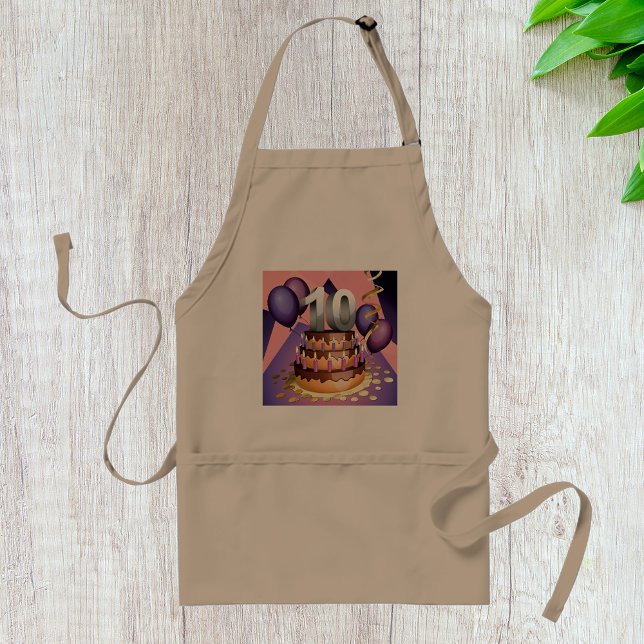 Elegant 10th Anniversary Celebration Cake Design Standard Apron (Creator Uploaded)