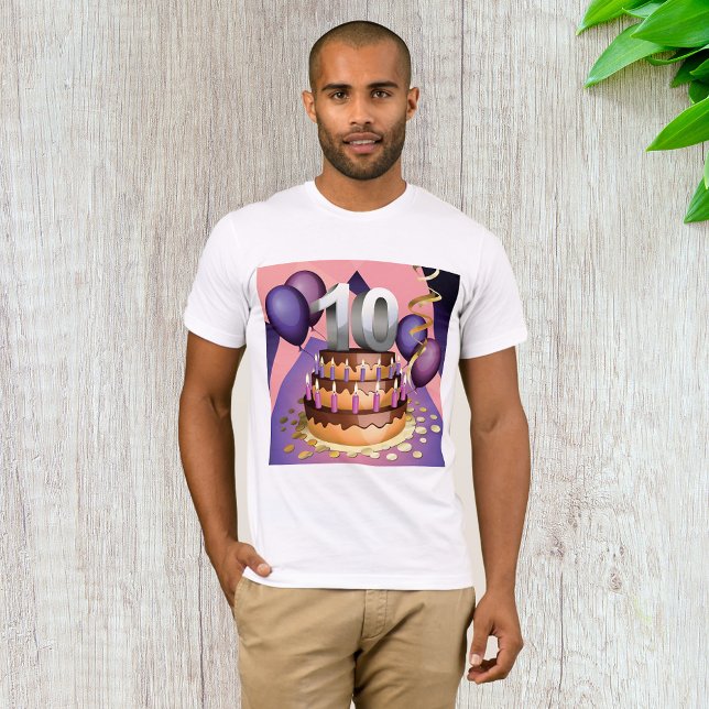 Elegant 10th Anniversary Celebration Cake Design T-Shirt (Creator Uploaded)