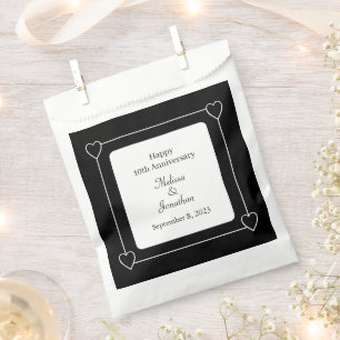 Elegant 10th Anniversary Romantic Hearts Black Favour Bags