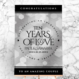 Elegant 10th Tin Wedding Anniversary Celebration Acrylic Sign