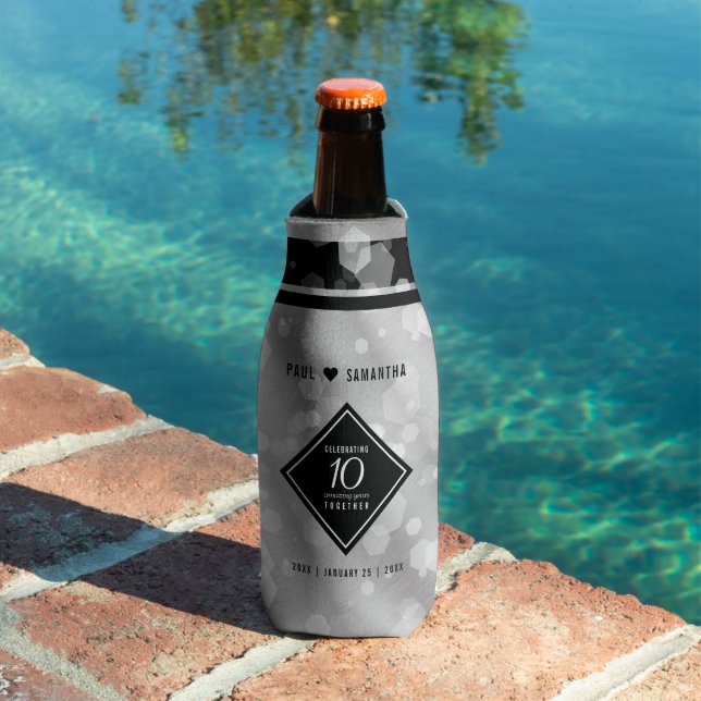 Elegant 10th Tin Wedding Anniversary Celebration Bottle Cooler (In Situ Pool)