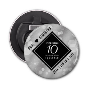 Elegant 10th Tin Wedding Anniversary Celebration Bottle Opener
