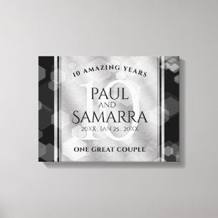 Elegant 10th Tin Wedding Anniversary Celebration Canvas Print