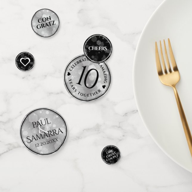 Elegant 10th Tin Wedding Anniversary Celebration Confetti (Group)