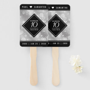 Elegant 10th Tin Wedding Anniversary Celebration Hand Fan