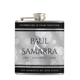 Elegant 10th Tin Wedding Anniversary Celebration Hip Flask