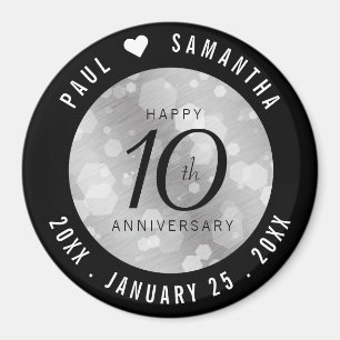 Elegant 10th Tin Wedding Anniversary Celebration Magnet