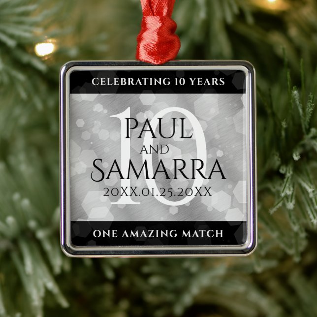 Elegant 10th Tin Wedding Anniversary Celebration Metal Tree Decoration (Tree)