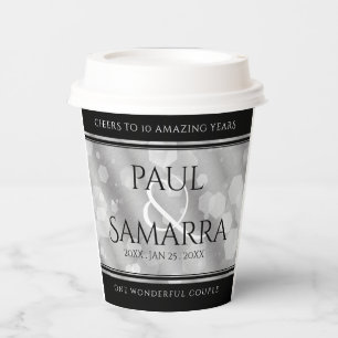 Elegant 10th Tin Wedding Anniversary Celebration Paper Cups