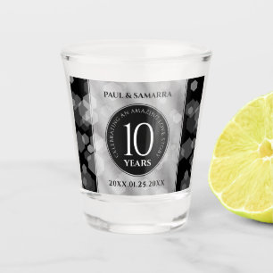 Elegant 10th Tin Wedding Anniversary Celebration Shot Glass