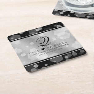 Elegant 10th Tin Wedding Anniversary Celebration Square Paper Coaster
